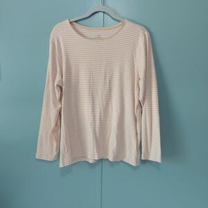 CJ Banks T-Shirt Women's Size 1X Yellow Striped Long Sleeve Pullover